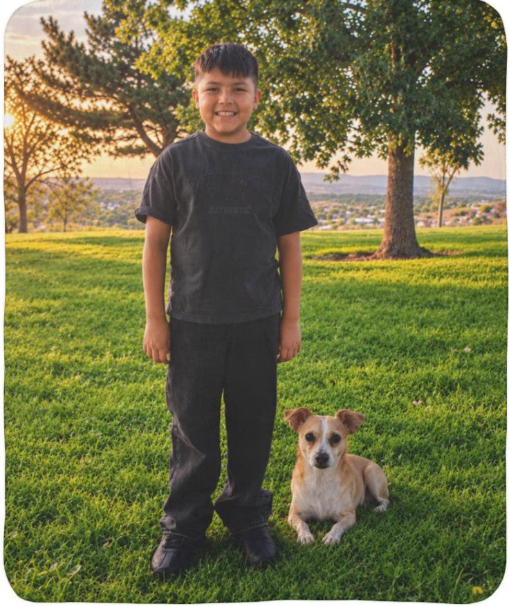 Personalized Photo Fleece Sherpa Blanket – Custom Family & Pet Picture Throw
