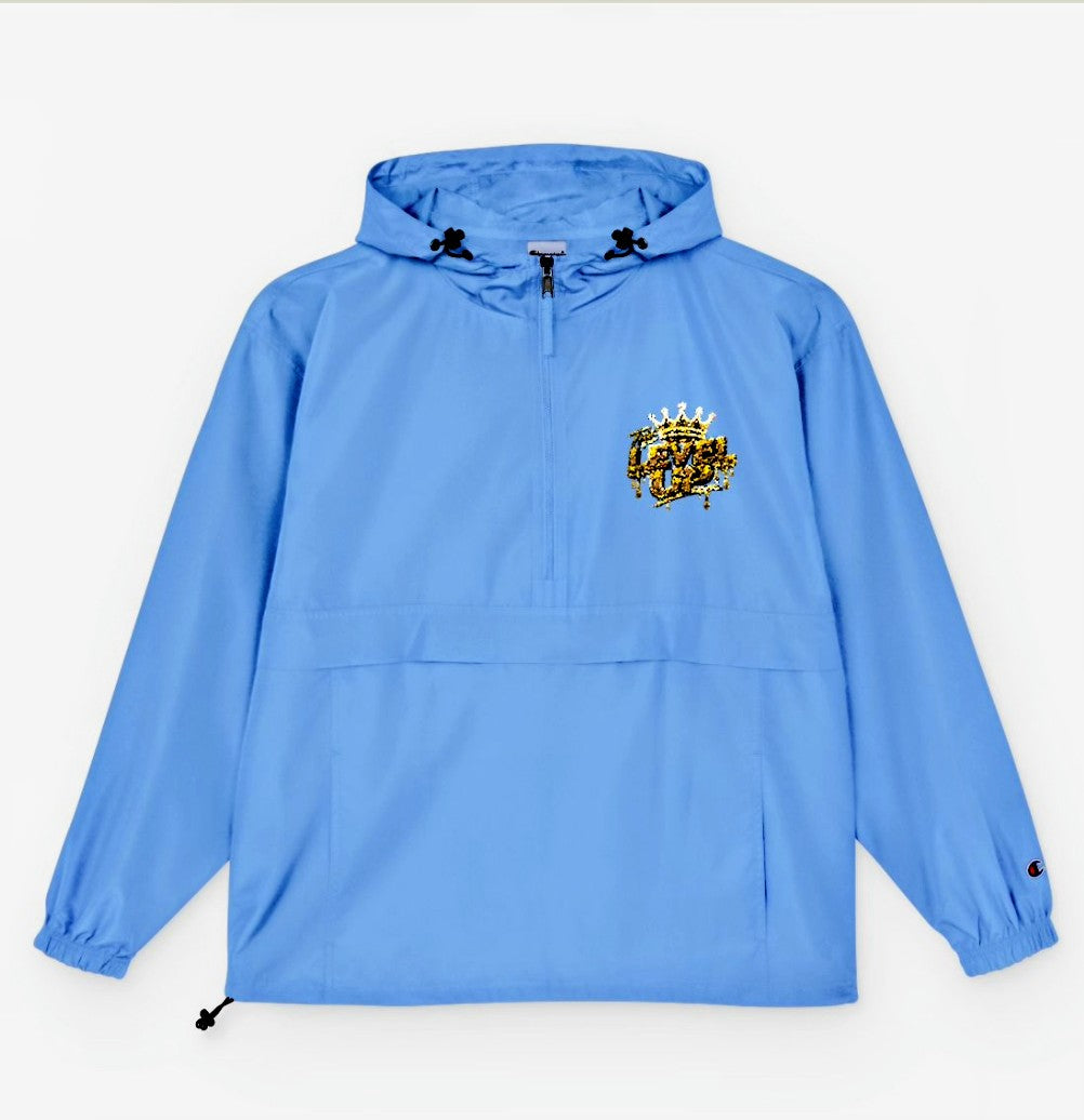 Yellow Packable Anorak Jacket — Floral Crest Chest Print