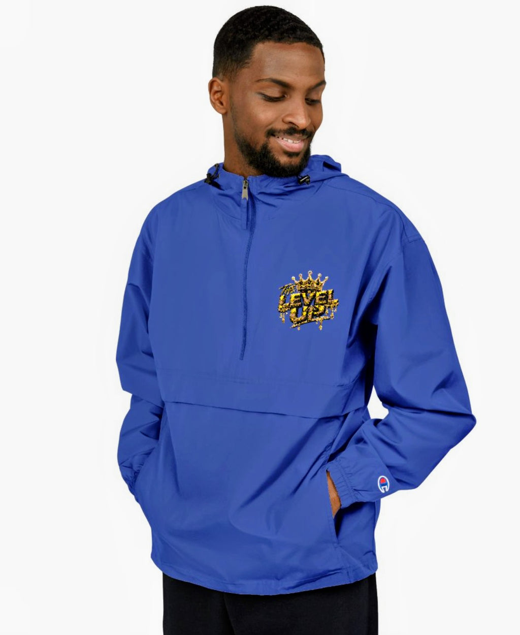 Yellow Packable Anorak Jacket — Floral Crest Chest Print