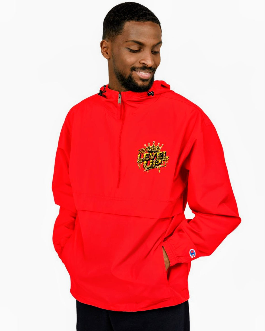 Yellow Packable Anorak Jacket — Floral Crest Chest Print