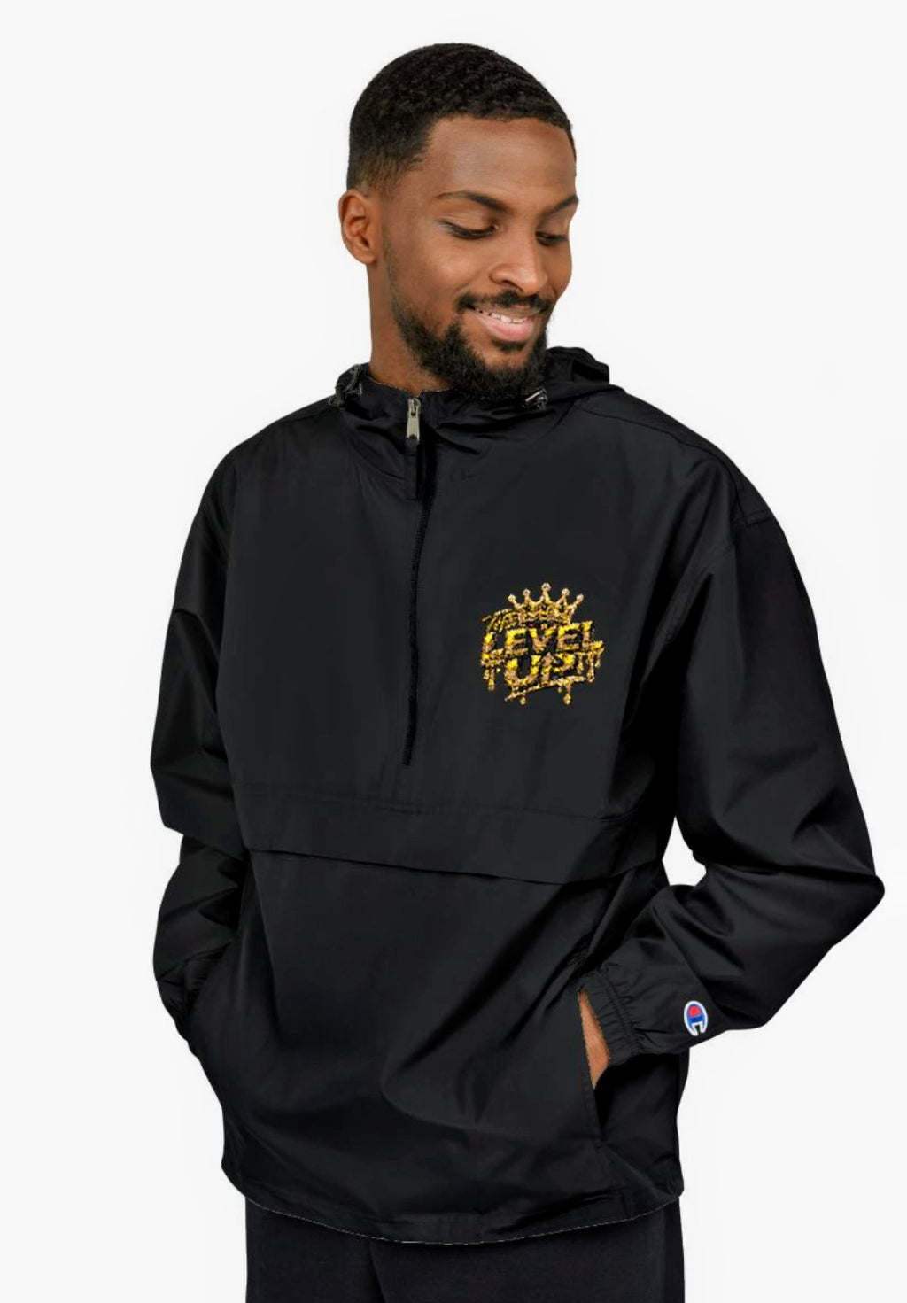 Yellow Packable Anorak Jacket — Floral Crest Chest Print
