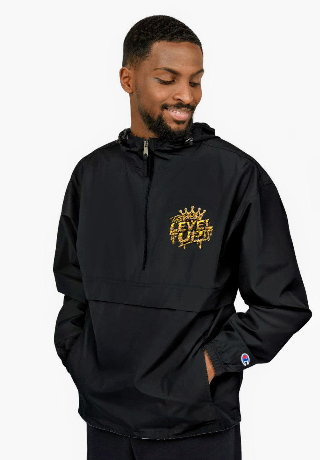 Yellow Packable Anorak Jacket — Floral Crest Chest Print